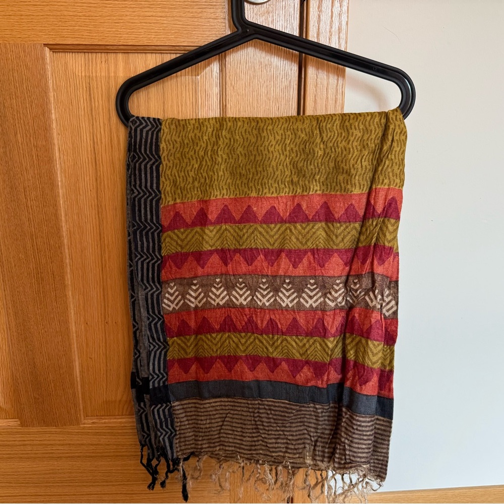 Indian Multicolor Patterned Silk Scarf